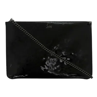 Pre-owned Christian Louboutin Black Red Color Patent Leather Clutch Bag () In Black, Red Color