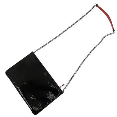 Pre-owned Christian Louboutin Black Red Color Patent Leather Clutch Bag () In Black, Red Color