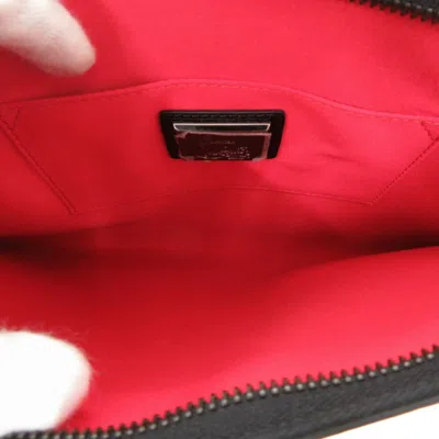 Pre-owned Christian Louboutin Black Red Color Patent Leather Clutch Bag () In Black, Red Color