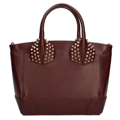 Pre-owned Christian Louboutin Bordeaux Red Color Leather Shoulder Bag () In Bordeaux, Red Color