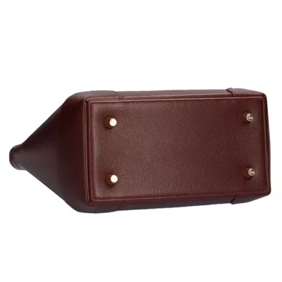 Pre-owned Christian Louboutin Bordeaux Red Color Leather Shoulder Bag () In Bordeaux, Red Color