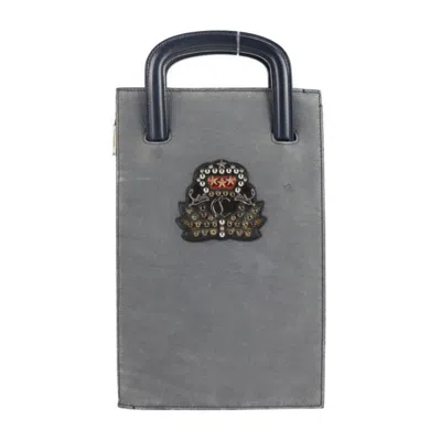 Pre-owned Christian Louboutin Gray Navy Clutch Bag Handbag Shopping Bag Shoulder Bag Tote Bag () In Gray, Navy