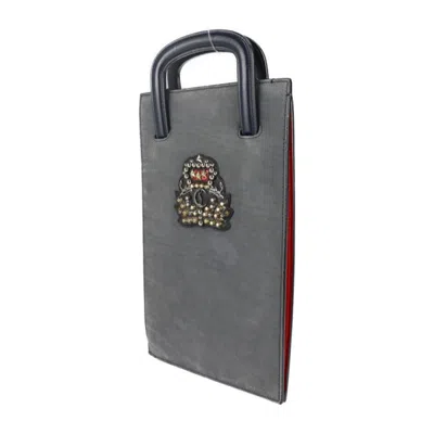 Pre-owned Christian Louboutin Gray Navy Clutch Bag Handbag Shopping Bag Shoulder Bag Tote Bag () In Gray, Navy