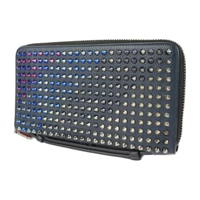 Pre-owned Christian Louboutin Multi-color Navy Leather Long Wallet (bi-fold) () In Multi-color, Navy