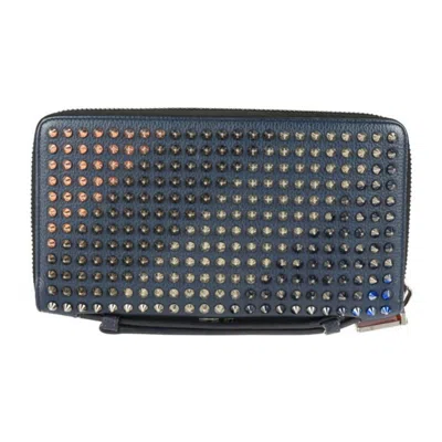 Pre-owned Christian Louboutin Multi-color Navy Leather Long Wallet (bi-fold) () In Multi-color, Navy