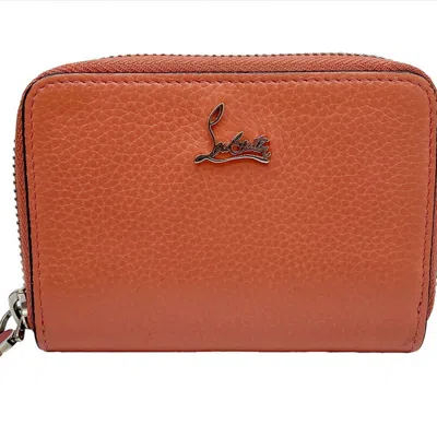 Pre-owned Christian Louboutin Pink Red Color Leather Coin Purse/coin Case () In Pink, Red Color