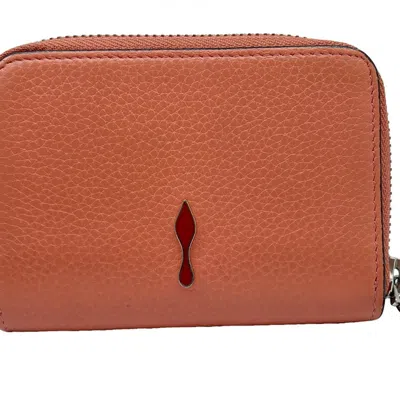 Pre-owned Christian Louboutin Pink Red Color Leather Coin Purse/coin Case () In Pink, Red Color