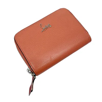 Pre-owned Christian Louboutin Pink Red Color Leather Coin Purse/coin Case () In Pink, Red Color