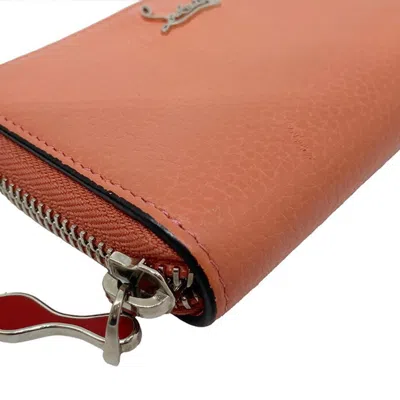 Pre-owned Christian Louboutin Pink Red Color Leather Coin Purse/coin Case () In Pink, Red Color
