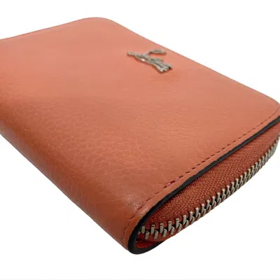 Pre-owned Christian Louboutin Pink Red Color Leather Coin Purse/coin Case () In Pink, Red Color