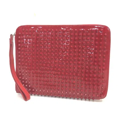 Pre-owned Christian Louboutin Red Color Leather Clutch Bag ()
