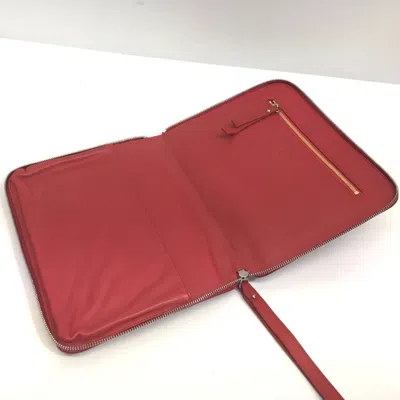 Pre-owned Christian Louboutin Red Color Leather Clutch Bag ()