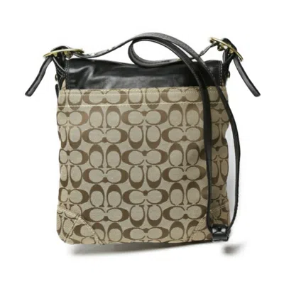 Pre-owned Coach Beige Black Leather Shoulder Bag () In Beige, Black