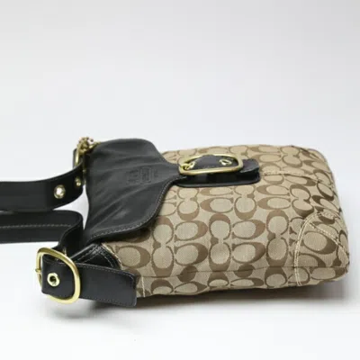 Pre-owned Coach Beige Black Leather Shoulder Bag () In Beige, Black