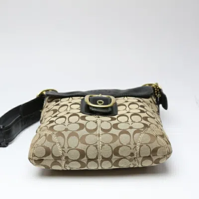 Pre-owned Coach Beige Black Leather Shoulder Bag () In Beige, Black