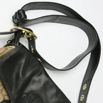 Pre-owned Coach Beige Black Leather Shoulder Bag () In Beige, Black
