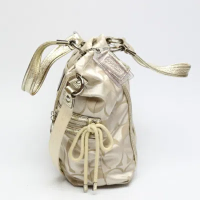 Pre-owned Coach Beige Gold Leather Shoulder Bag Tote Bag () In Beige, Gold