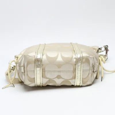 Pre-owned Coach Beige Gold Leather Shoulder Bag Tote Bag () In Beige, Gold