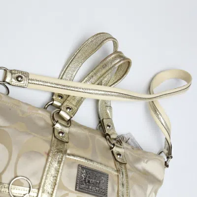 Pre-owned Coach Beige Gold Leather Shoulder Bag Tote Bag () In Beige, Gold