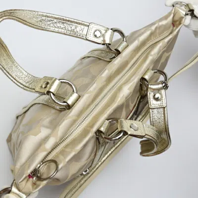 Pre-owned Coach Beige Gold Leather Shoulder Bag Tote Bag () In Beige, Gold