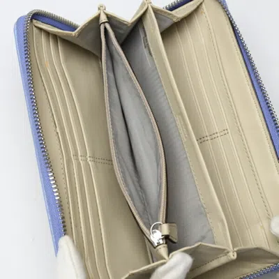 Pre-owned Coach Beige Light Blue Pvc Long Wallet (bi-fold) () In Beige, Light Blue