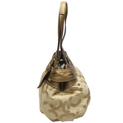 Pre-owned Coach Beige Metallic Canvas Leather Shoulder Bag () In Beige, Metallic