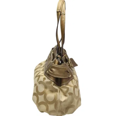 Pre-owned Coach Beige Metallic Canvas Leather Shoulder Bag () In Beige, Metallic