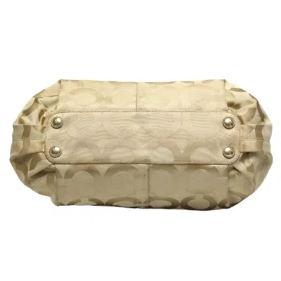 Pre-owned Coach Beige Metallic Canvas Leather Shoulder Bag () In Beige, Metallic