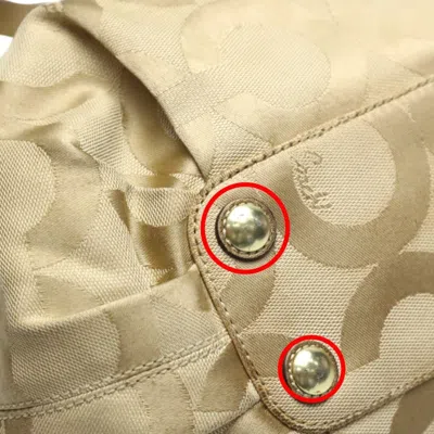 Pre-owned Coach Beige Metallic Canvas Leather Shoulder Bag () In Beige, Metallic