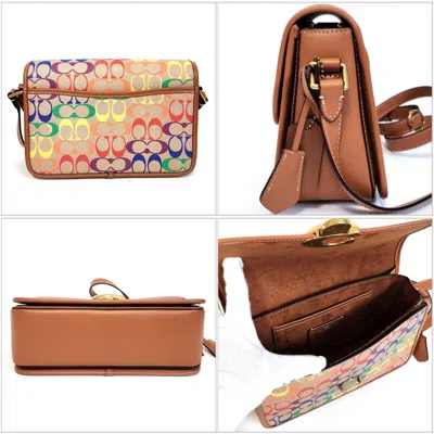 Pre-owned Coach Beige Multi-color Signature Line Shoulder Bag () In Beige, Multi-color
