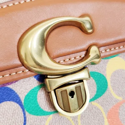 Pre-owned Coach Beige Multi-color Signature Line Shoulder Bag () In Beige, Multi-color
