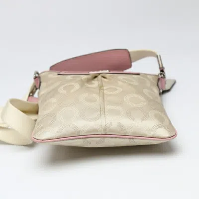 Pre-owned Coach Beige Pink Leather Shoulder Bag () In Beige, Pink