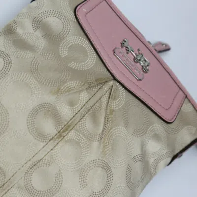 Pre-owned Coach Beige Pink Leather Shoulder Bag () In Beige, Pink