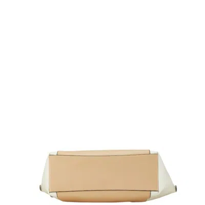 Pre-owned Coach Beige White Leather Pouch Shoulder Bag Tote Bag () In Beige, White