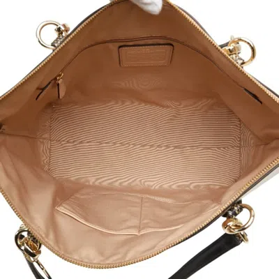 Pre-owned Coach Beige White Leather Pouch Shoulder Bag Tote Bag () In Beige, White