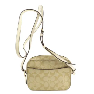 Pre-owned Coach Beige White Pvc Shoulder Bag () In Beige, White