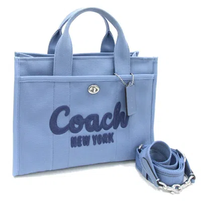 Pre-owned Coach Blue Canvas Handbag Shoulder Bag Tote Bag ()