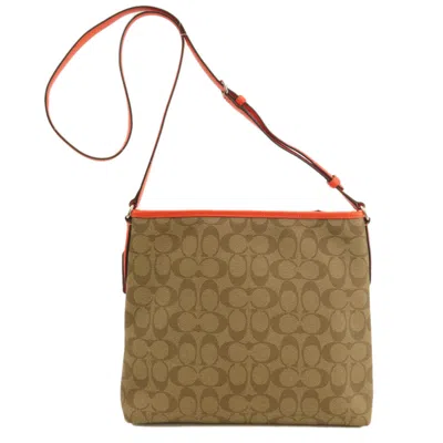 Pre-owned Coach Brown Red Color Pvc Shoulder Bag () In Brown, Red Color