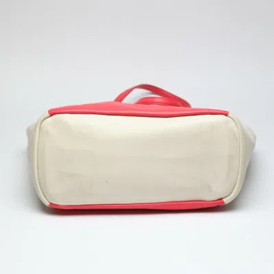 Pre-owned Coach Cream Red Color Leather Shoulder Bag Tote Bag () In Cream, Red Color