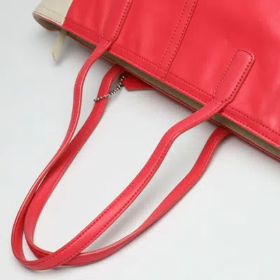 Pre-owned Coach Cream Red Color Leather Shoulder Bag Tote Bag () In Cream, Red Color