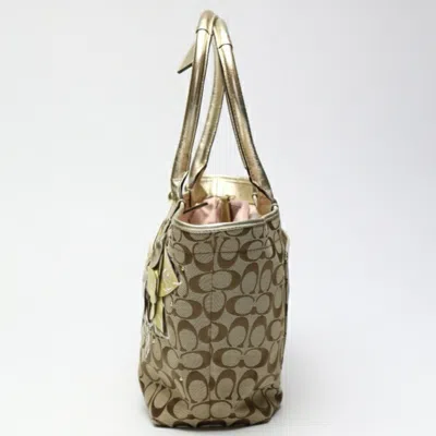 Pre-owned Coach Gold Khaki Canvas Tote Bag () In Gold, Khaki