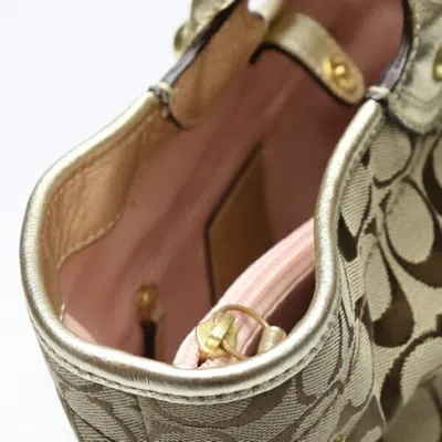 Pre-owned Coach Gold Khaki Canvas Tote Bag () In Gold, Khaki