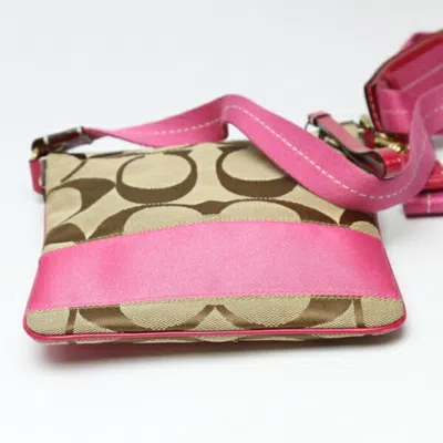 Pre-owned Coach Khaki Pink Leather Shoulder Bag () In Khaki, Pink