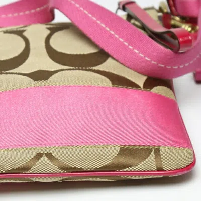 Pre-owned Coach Khaki Pink Leather Shoulder Bag () In Khaki, Pink