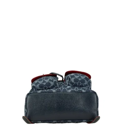 Pre-owned Coach Navy Red Color Canvas Leather Backpack () In Navy, Red Color