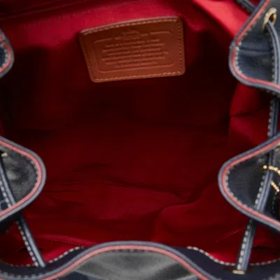 Pre-owned Coach Navy Red Color Canvas Leather Backpack () In Navy, Red Color
