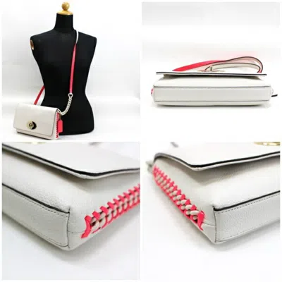 Pre-owned Coach Pink White Leather Shoulder Bag () In Pink, White