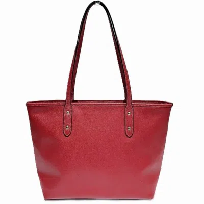 Pre-owned Coach Red Color Leather Tote Bag ()