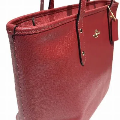 Pre-owned Coach Red Color Leather Tote Bag ()