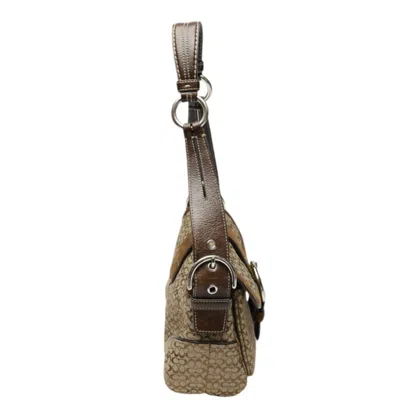 Pre-owned Coach Signature Brown Canvas Leather Handbag Shoulder Bag ()